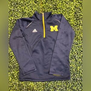 adidas Navy & Yellow Zip-Front Performance Pullover KIDS